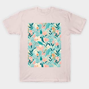 Pastel colors spring flower pattern T-Shirt